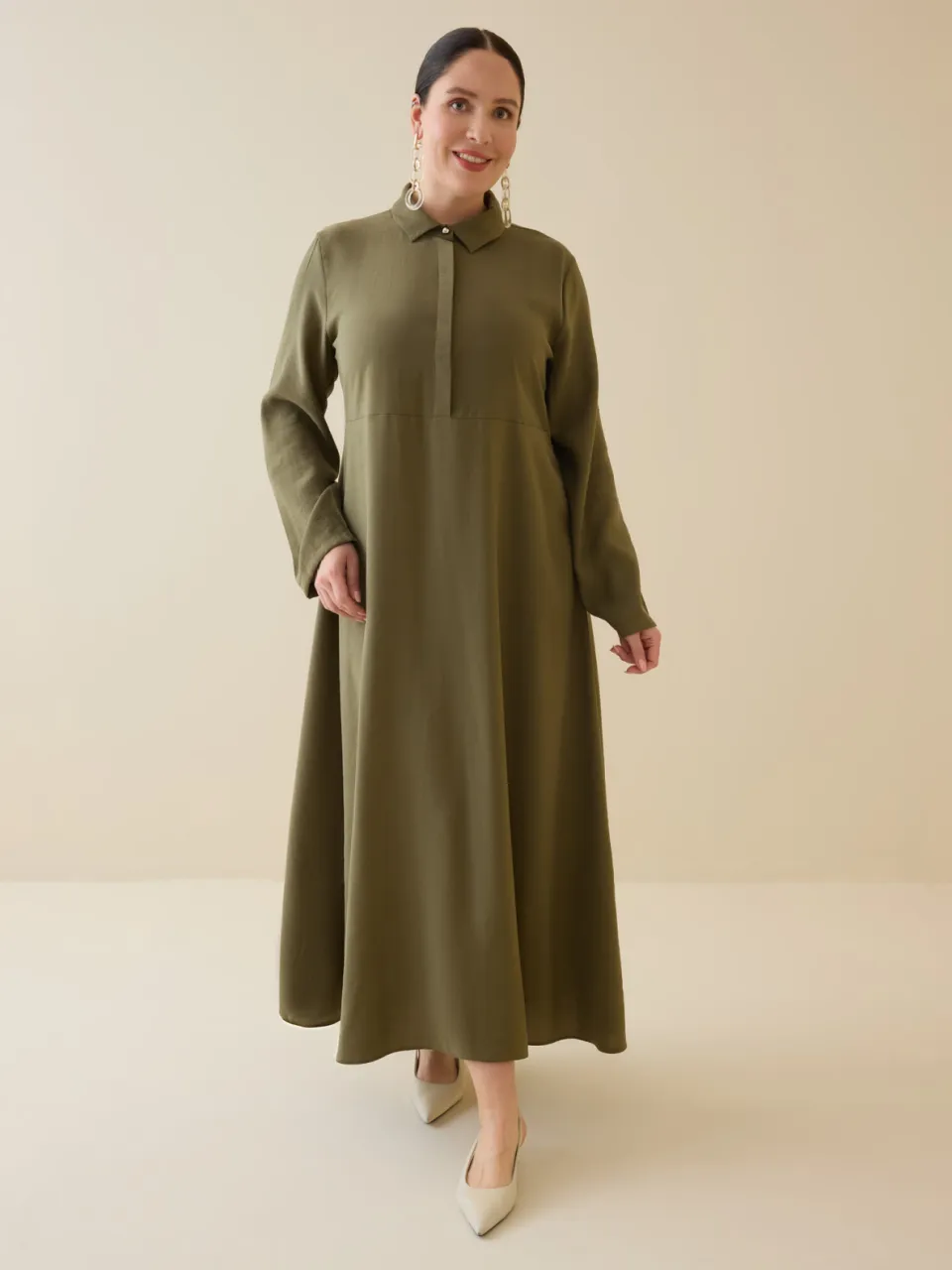 Plus Size Dress Alia kaki, foto 2