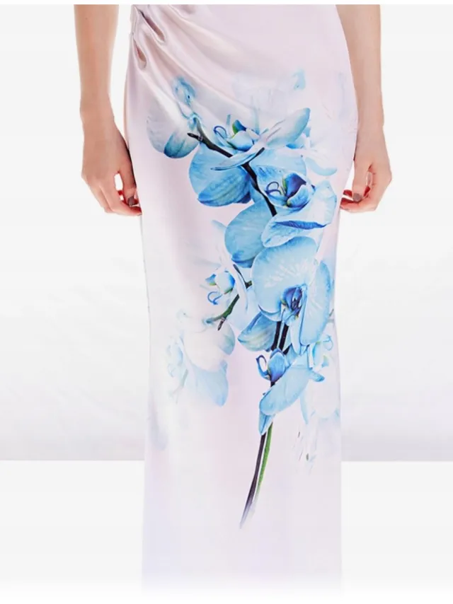 Karen Millen B1C Serie - Lange Bloemenprint Jurk - Wit