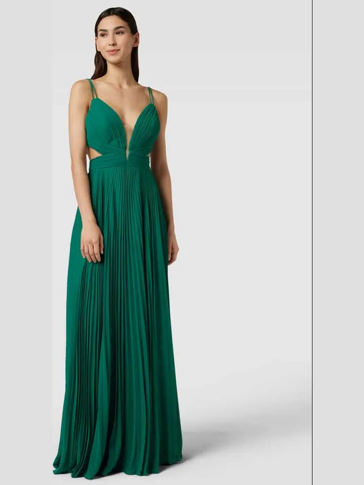 LUXUAR FASHION Avondjurk met plissévouwen Groen