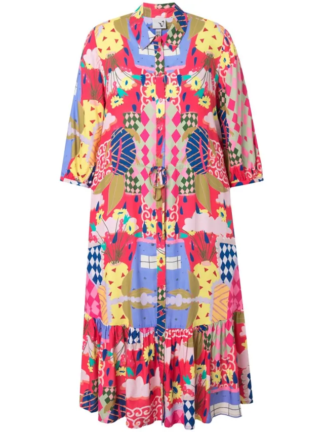 Ulla Popken Dames - Blouse-jurk - Roze - Maat 62+