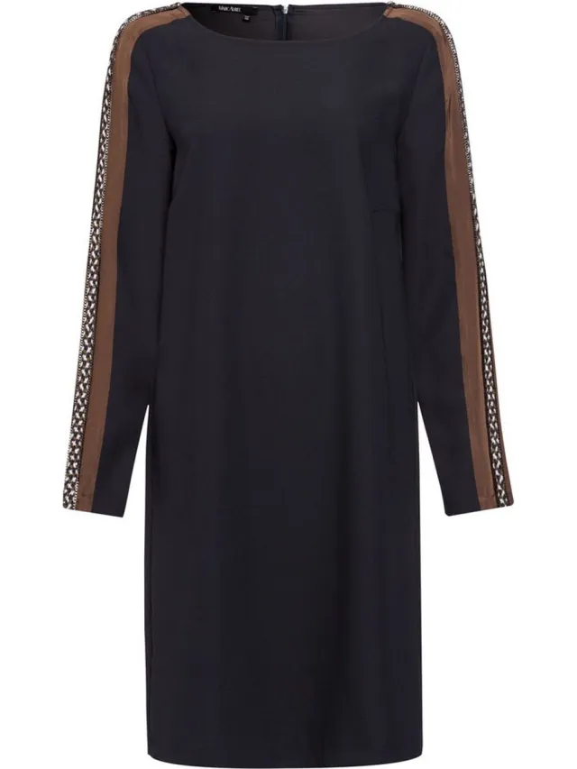 Marc Aurel • antraciete jurk met bruine bies • Zwart