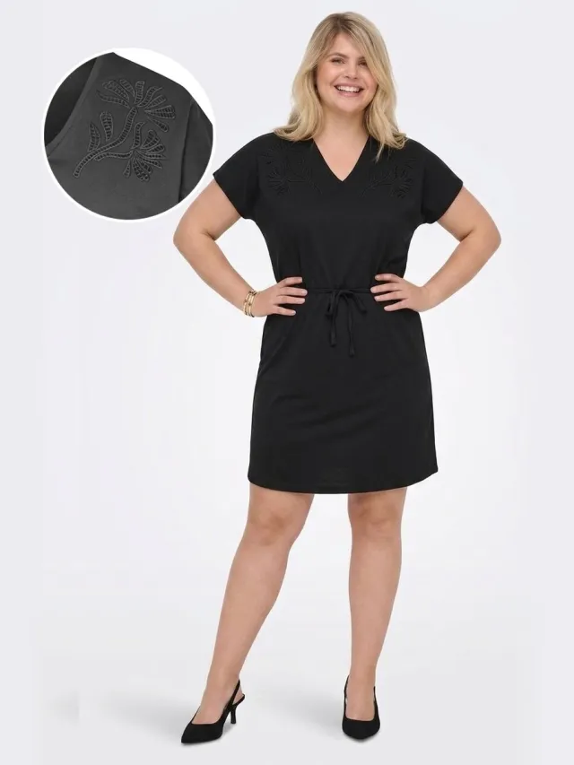 Only Carmakoma CARSALLY S/S V-NECK ABK DRESS JRS - Meisjes - Mini jurken BLACK