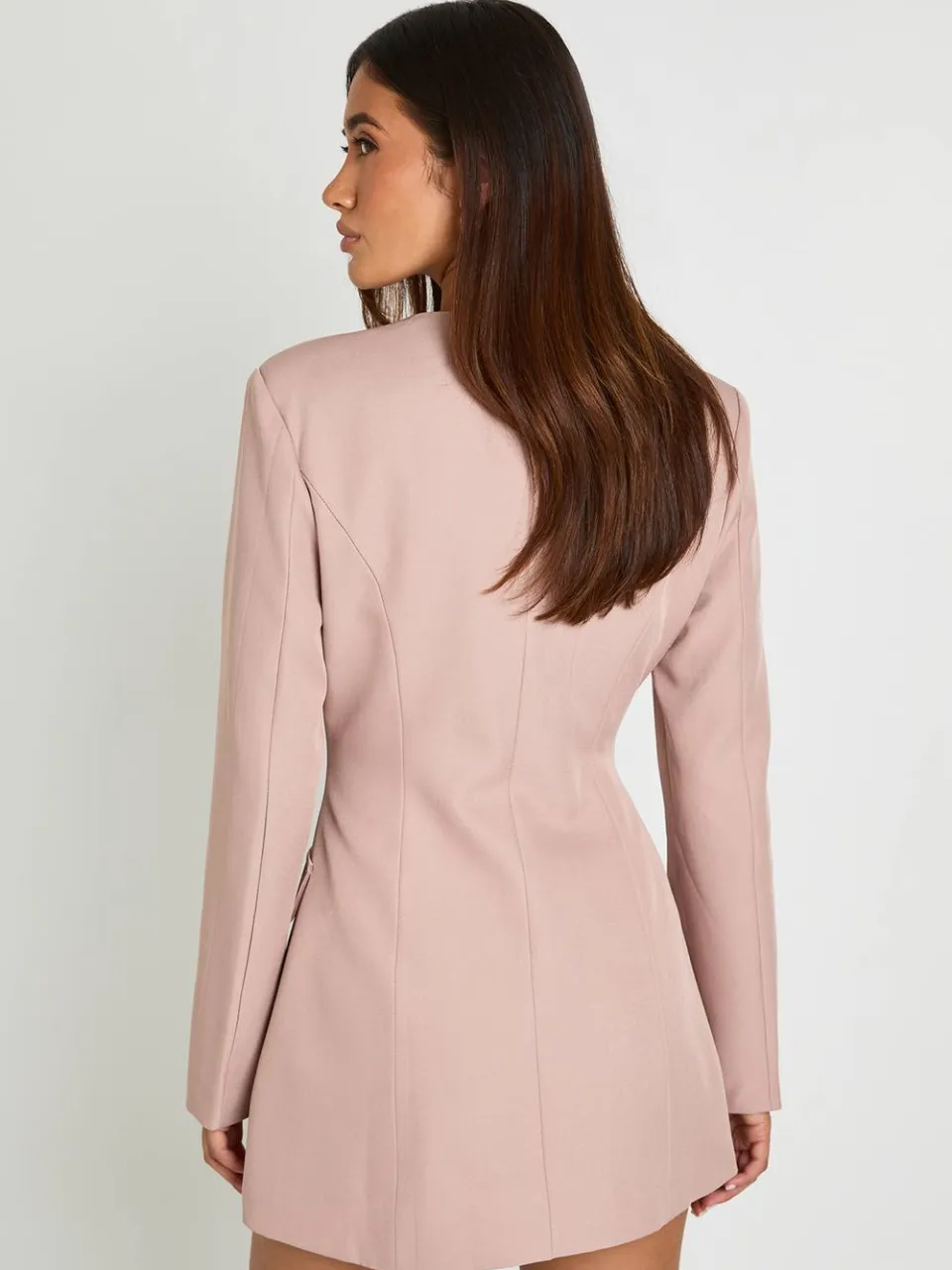 boohoo Dames Getailleerde Jurk Met Tonvormige Mouwen En Verborgen Knoopsluiting roos, foto 2