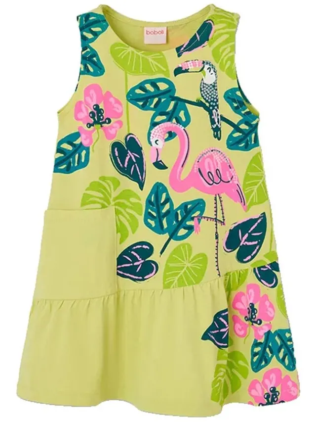 boboli 413121 Mouwloze Jurk Geel 7 Years Meisje Anise