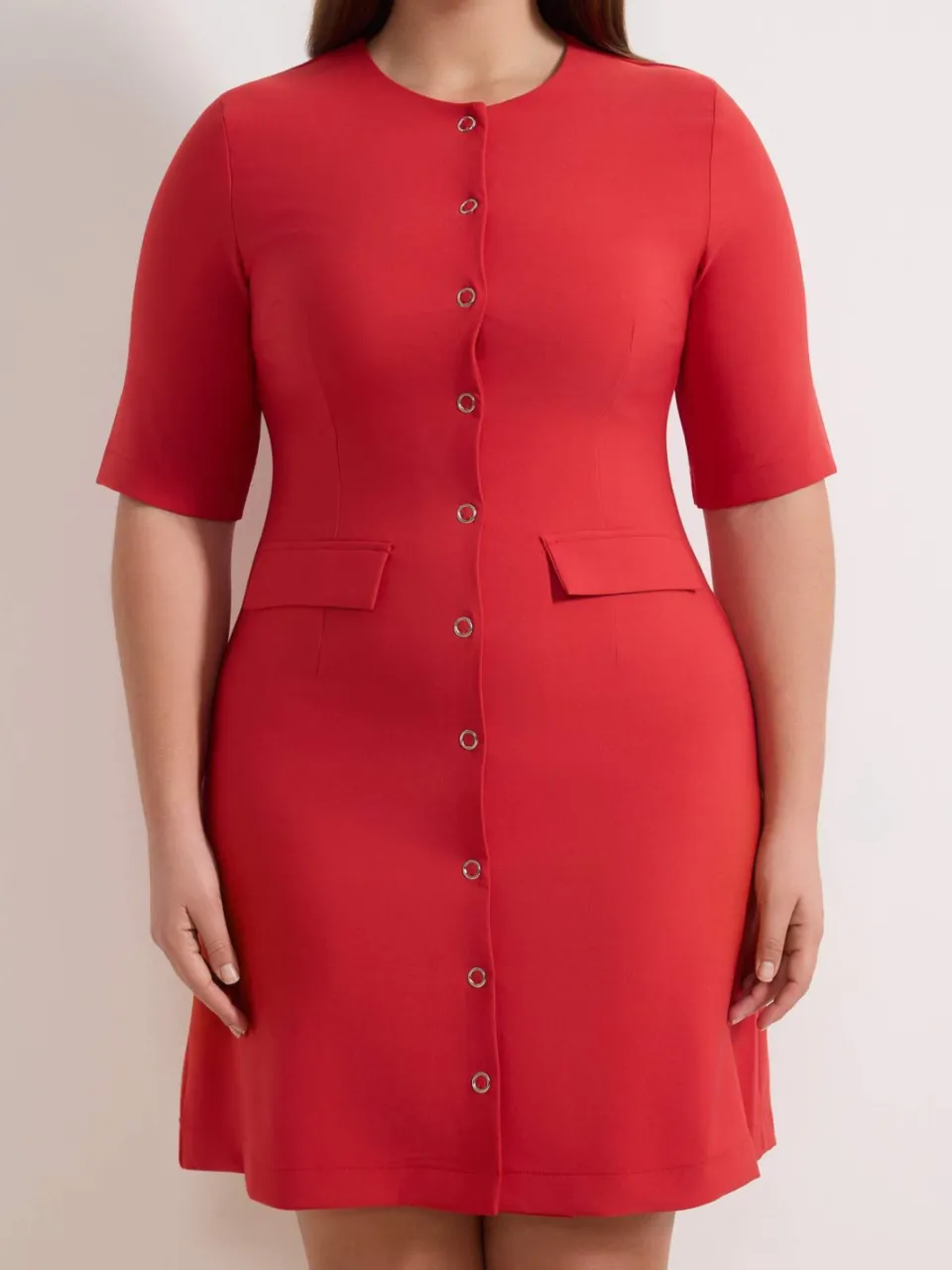 Trendyol Curve Dames Rood Effen Kort / Mini Kort Casual A-lijn Grote maten Jurk, foto 2