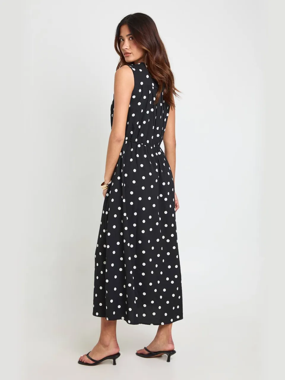 boohoo Dames Polkadot Jurk Met Strikdetail Vooraan Midaxi-lengte zwart, foto 2