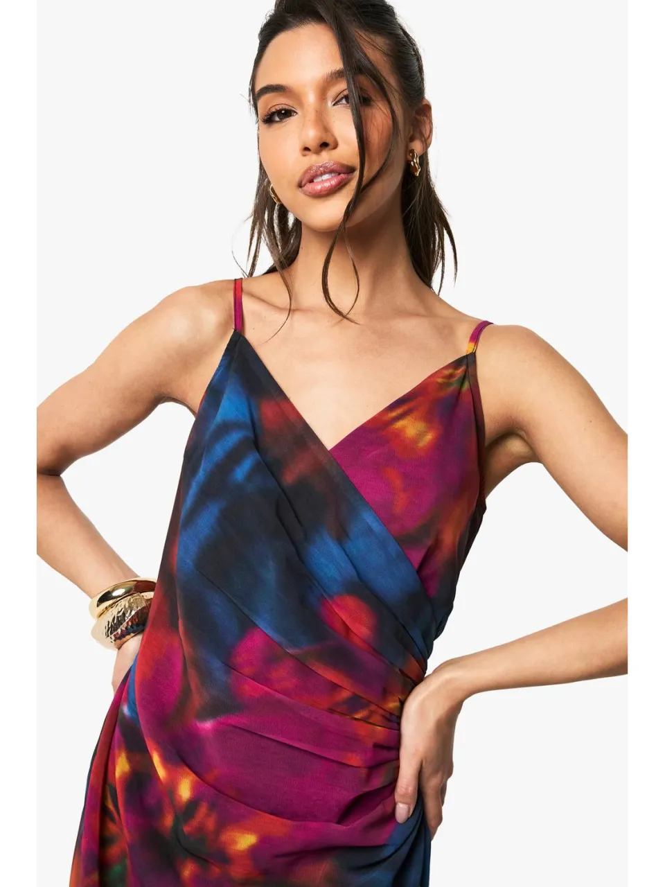 boohoo Dames Florale Chiffon Garnerede Zij Mini Jurk zwart, foto 2