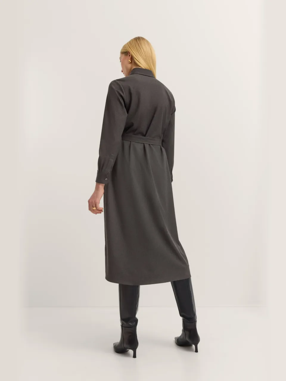 Bugatti Damen Blousejurk met strikceintuur en knoopsluiting donkergrijs, foto 2