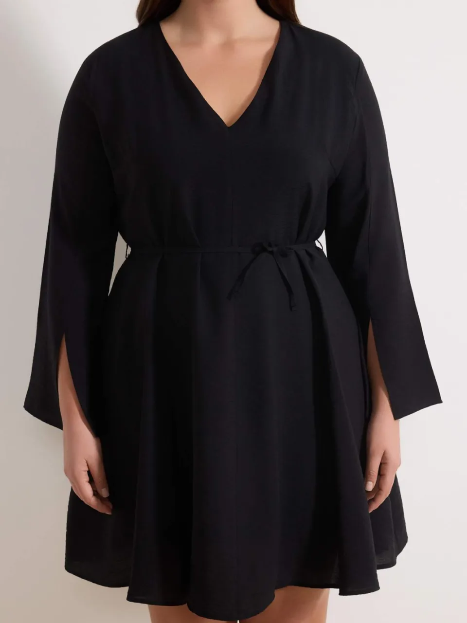 Trendyol Curve Dames Zwart Gestreept Kort / Mini Lang Casual A-lijn Grote maten Jurk, foto 2