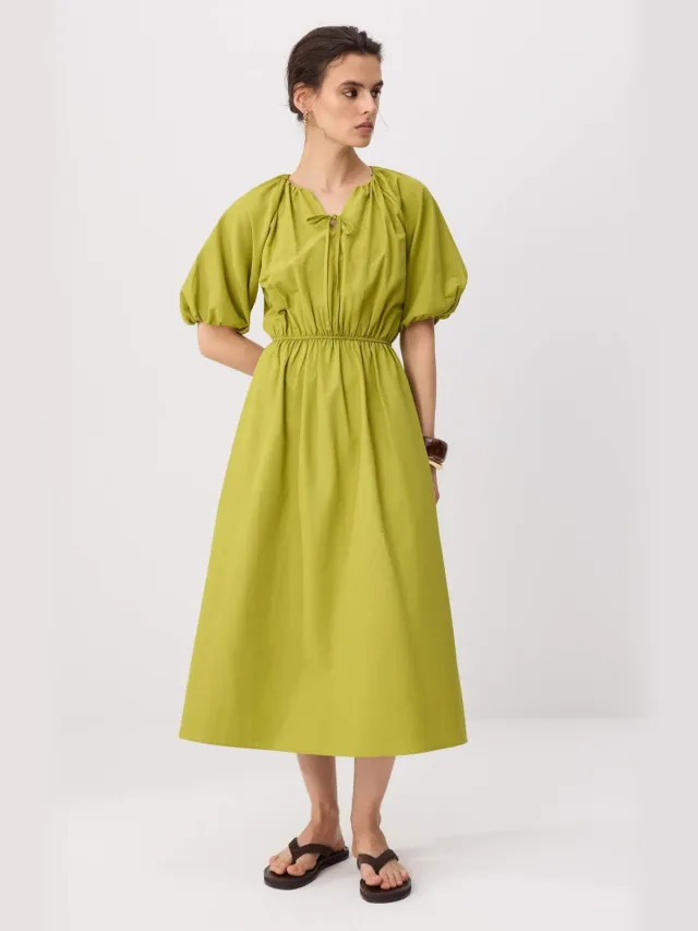 Trendyol TRENDYOLMİLLA Dames Groen Effen Midi Kort Skater Jurken