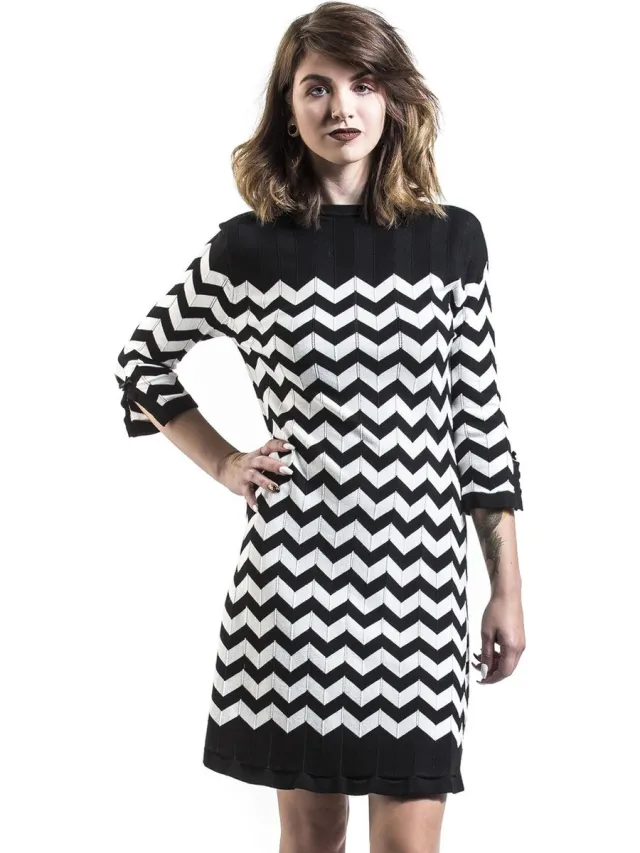 Dancing Days Vanilla Dress Dames Mini-jurk - zwart/wit zwart;wit