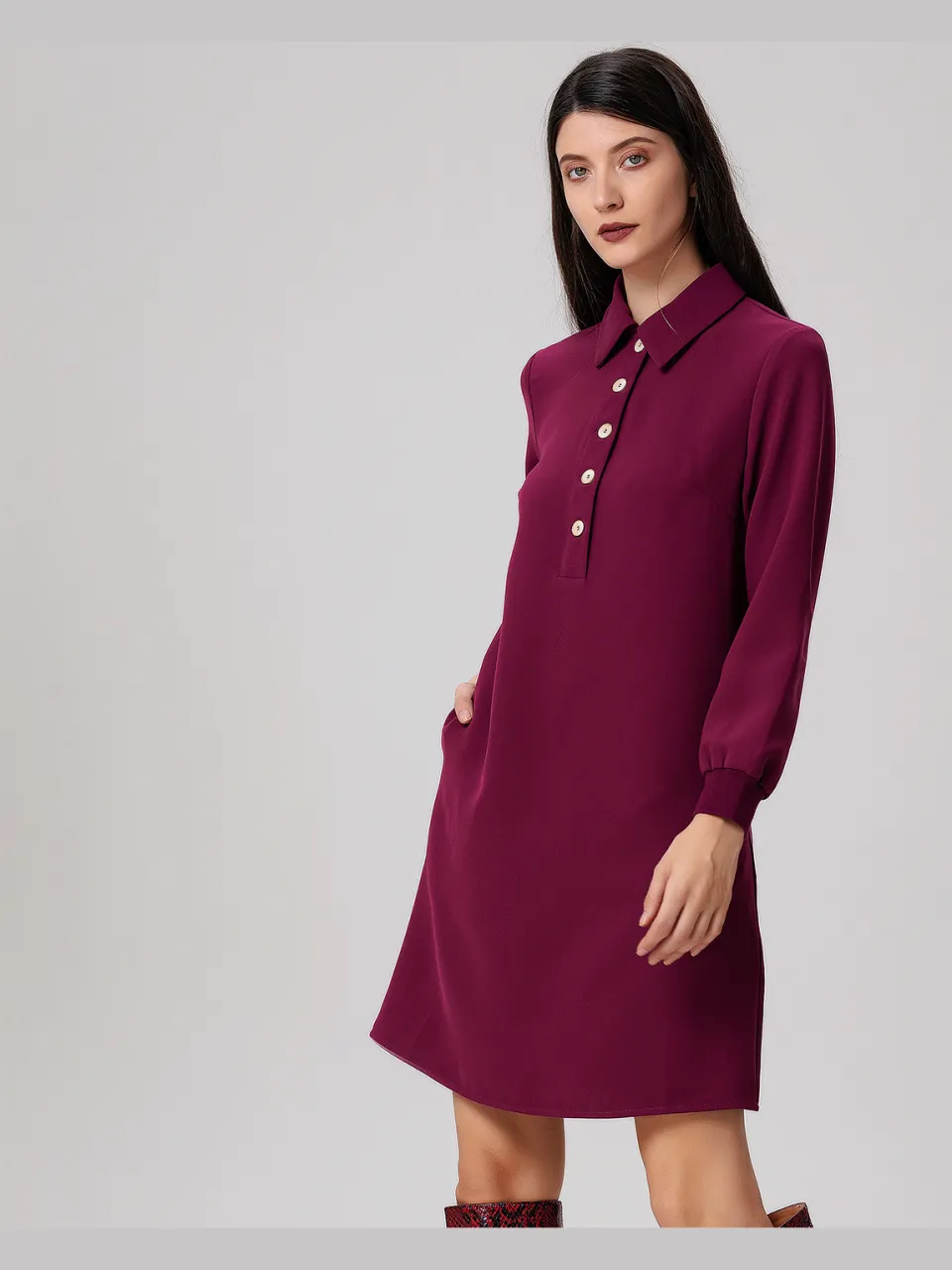Smart & Joy Polo-jurk bordeauxrood, foto 2