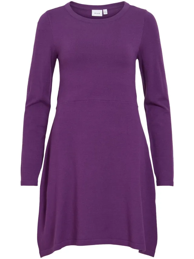 Vila Gebreide jurk VIHELLIE kort Imperial Purple1