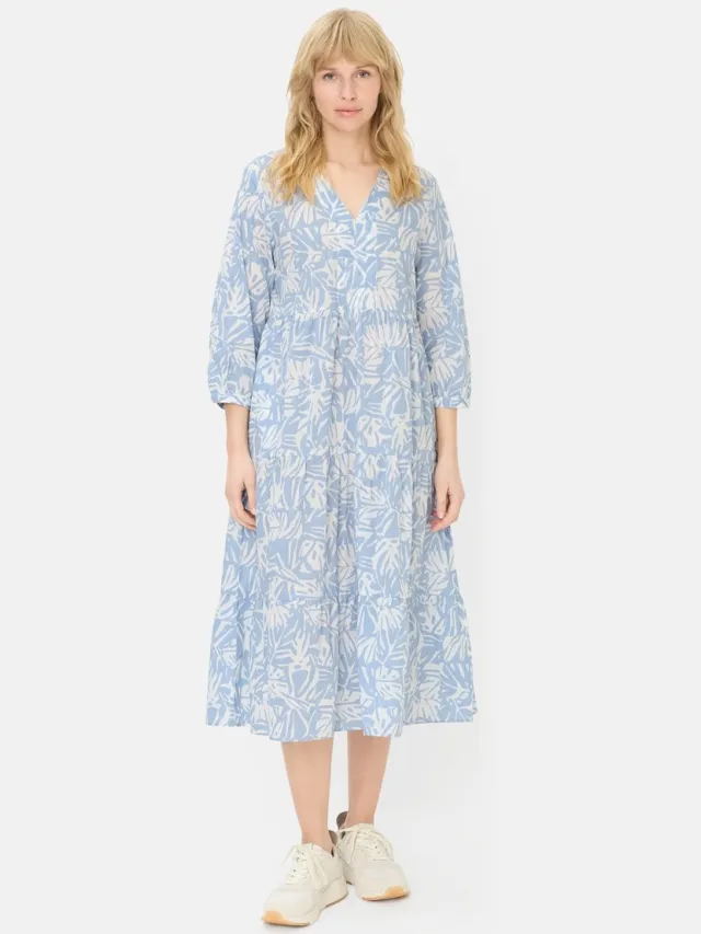 Camel Active Middellange zomerjurk met all-over print - Maat - Lichtblauwwomenswear-S Licht Blauw
