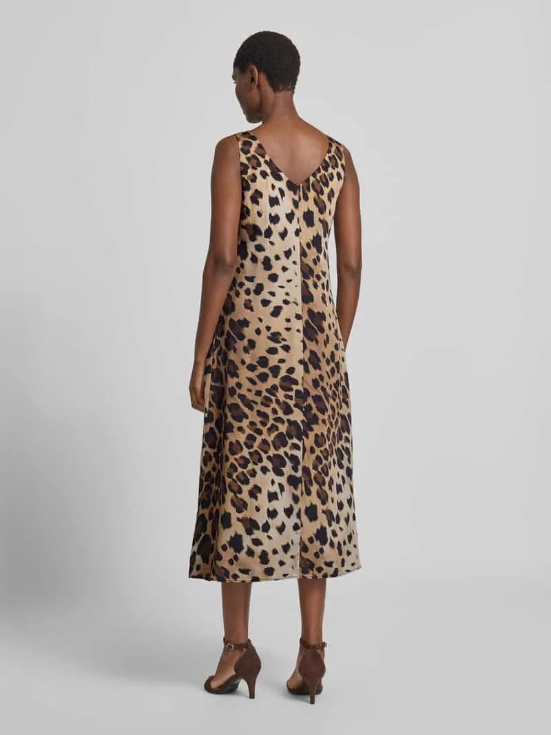 Smith and Soul midi-jurk van viscose in all-over look middenbruin, foto 3