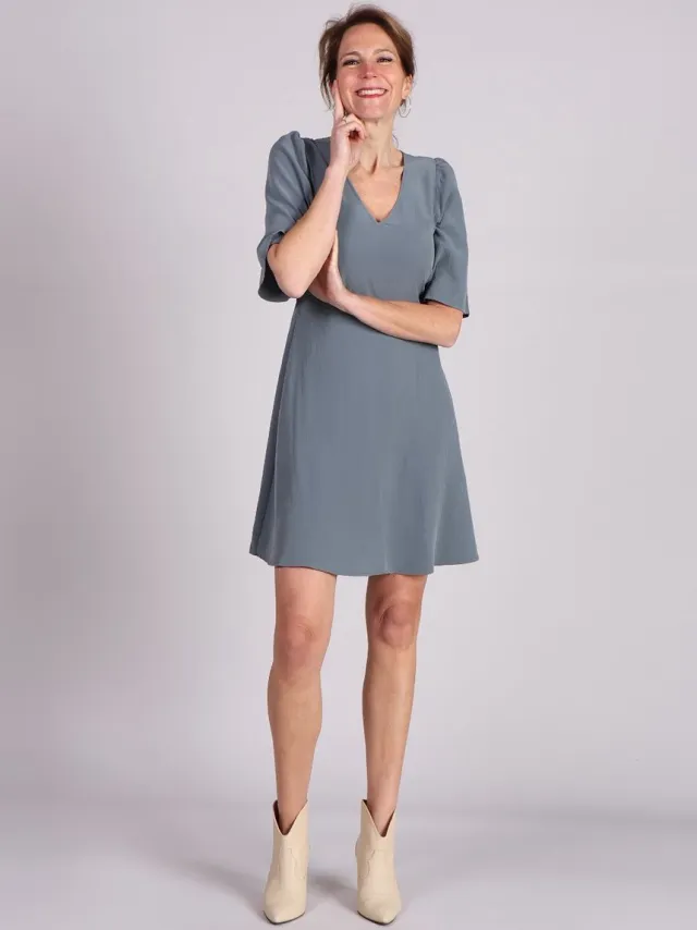 MbyM Melika-M jurk midi grijs