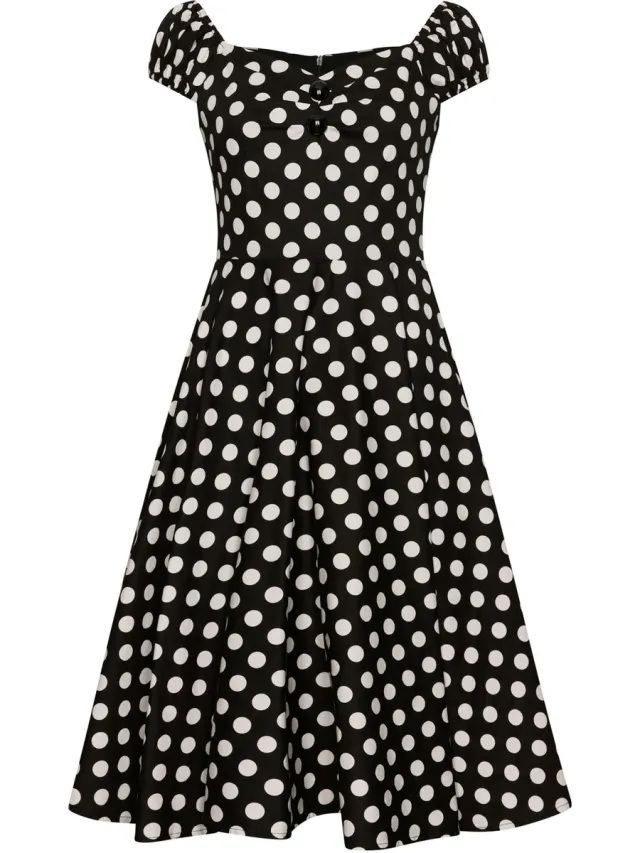 Succubus Clothing Fiona Polkadot 50's Swing Jurk Zwart