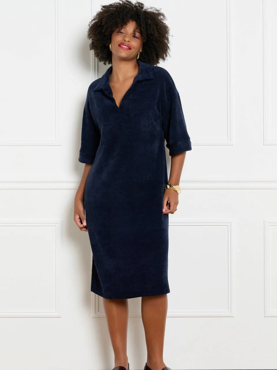 LOLALIZA fluwelen midi jurk - blauw, foto 5