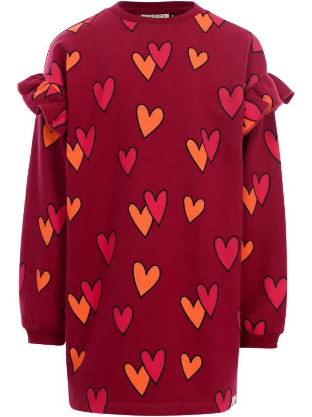 LOOXS REVOLUTION LOOXS Little Meisjes jurk - Maat 116 in de kleur rood van 95% Cotton 5% Elastane - 2633-7856-882