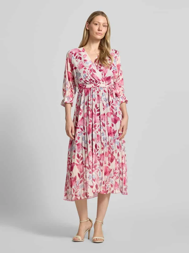 ZABAIONE midi-jurk met strikceintuur model 'Momoo' Felroze
