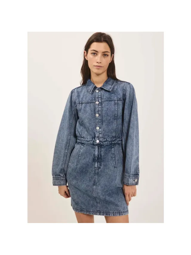 Norr Cara denim dress light blue Blauw