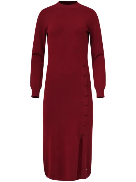 Smashed Lemon Damesgebreide jurk met lurex Bordeaux
