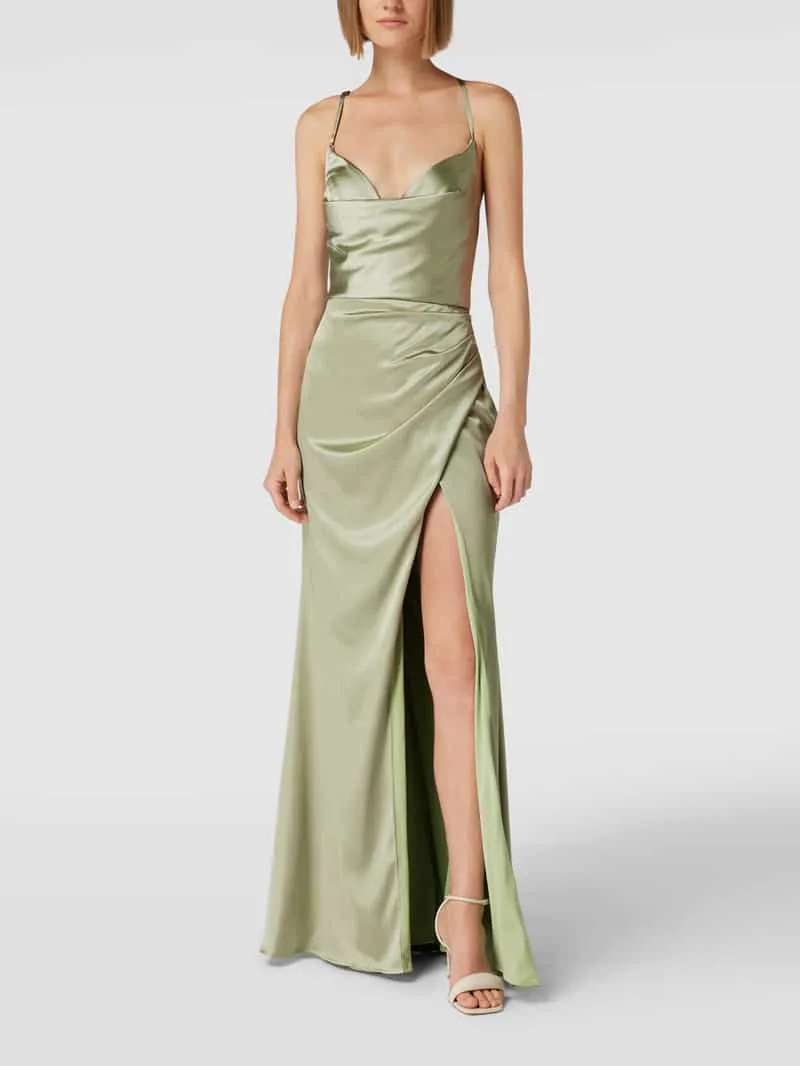 LUXUAR FASHION Avondjurk met cascadehals Mintgroen