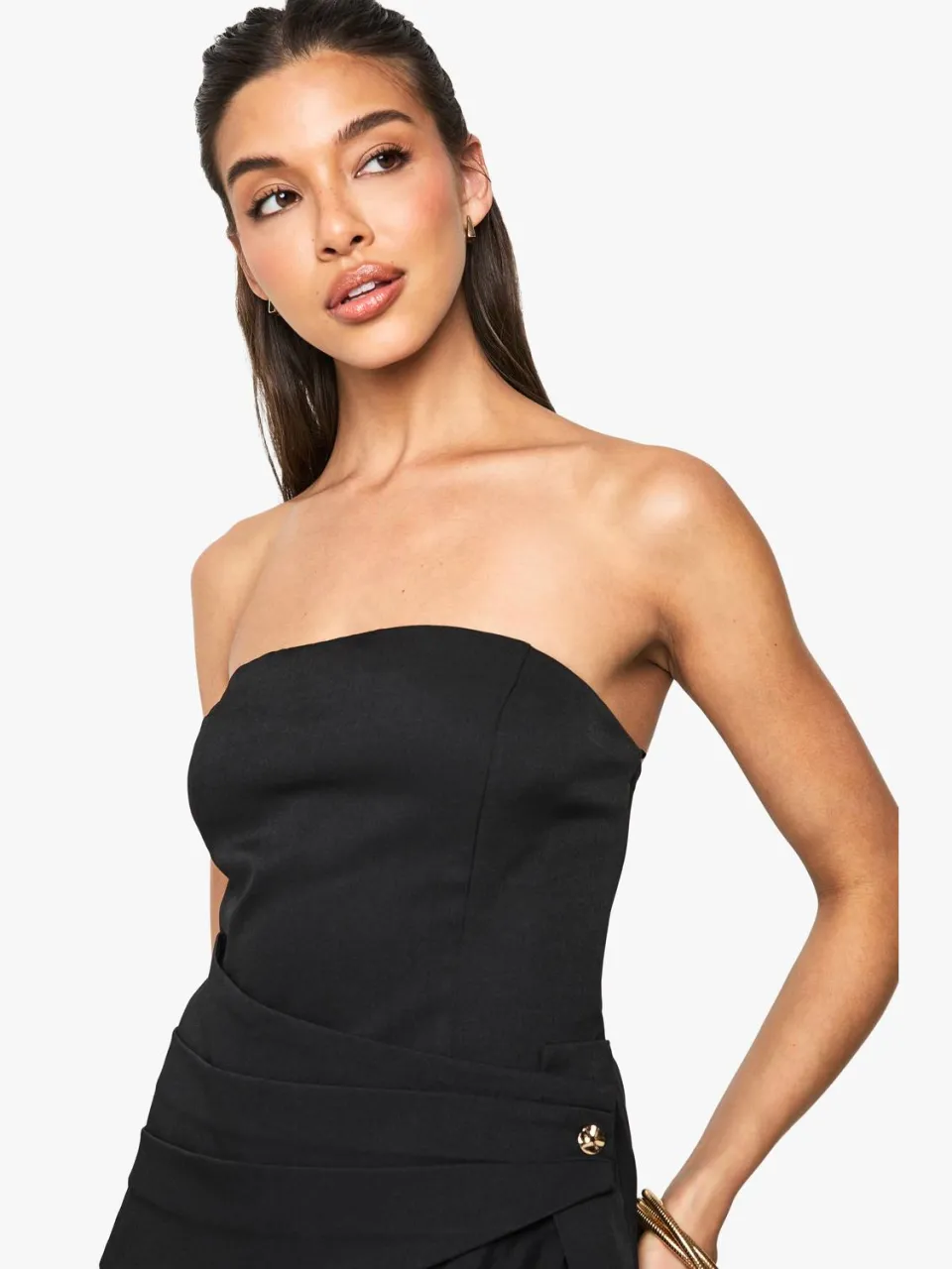 boohoo Dames Op maat gemaakte wikkelbandeau mini-jurk zwart, foto 4