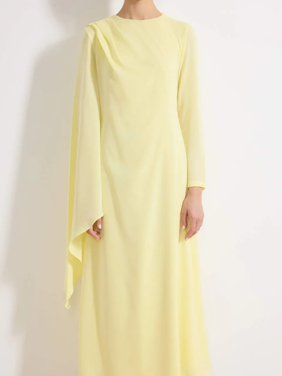 Trendyol Modest Dames Geel Effen Maxi Lang Stijlvol/Avond Recht Modest Avond Jurken