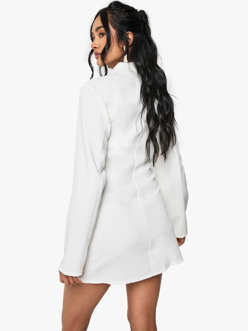 boohoo Dames Wrap Drapeerfront Op Maat Gesneden Blazerjurk ivoor, foto 2