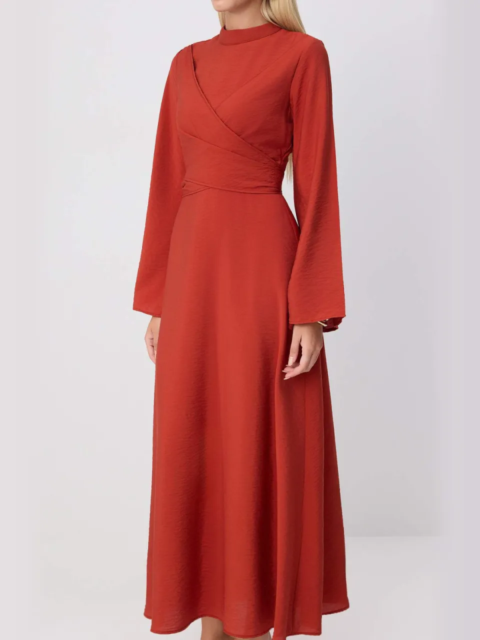 Trendyol Modest Dames Bruin Effen Maxi Lang Recht Modest Jurken, foto 2