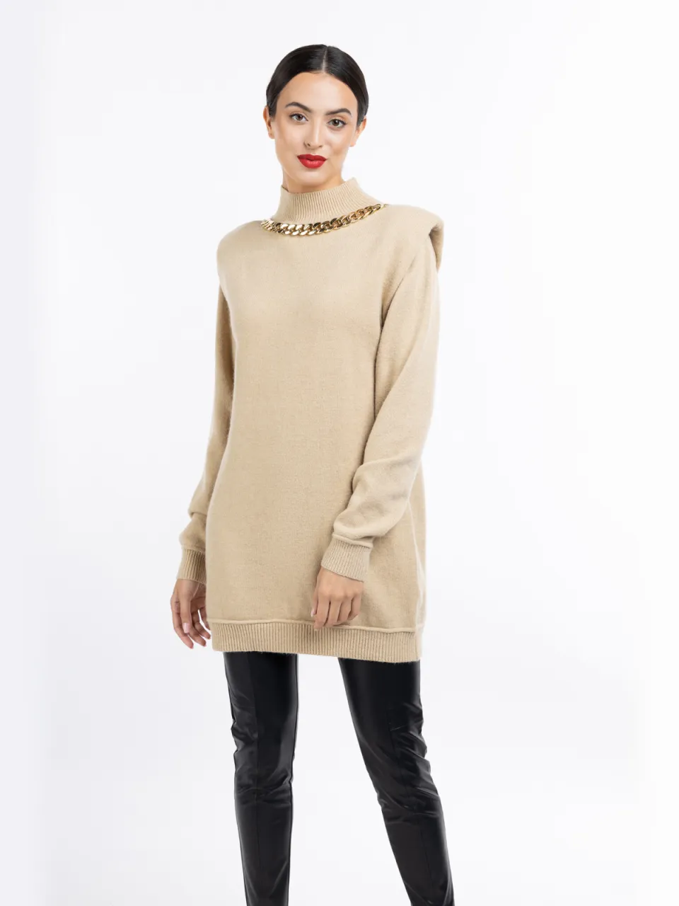 Faina gebreide jurk tuxe beige, foto 2