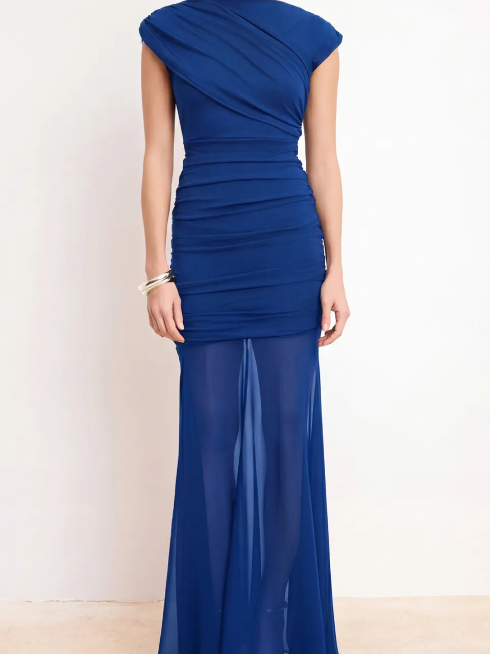 Trendyol TRENDYOLMİLLA Dames Blauw Effen Maxi Mouwloos Zeemeermin Avond & Gala Jurk, foto 2