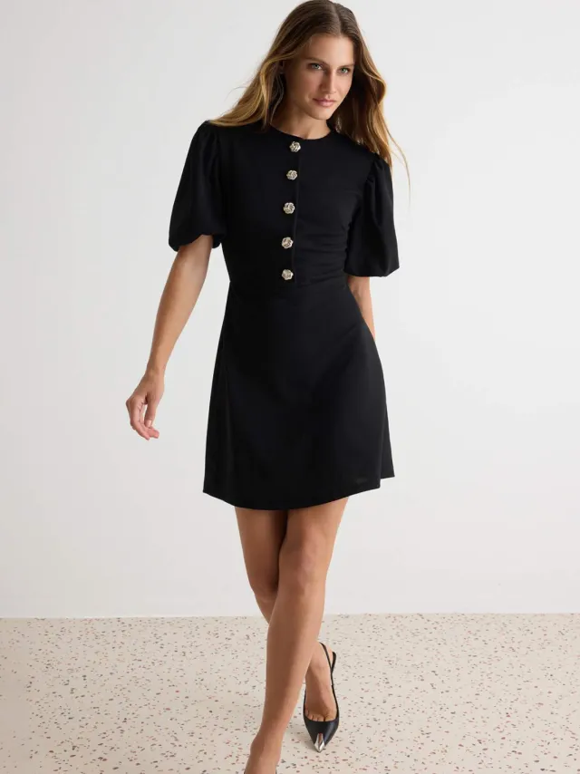 Trendyol TRENDYOLMİLLA Dames Zwart Effen Kort / Mini Kort A-lijn Jurken