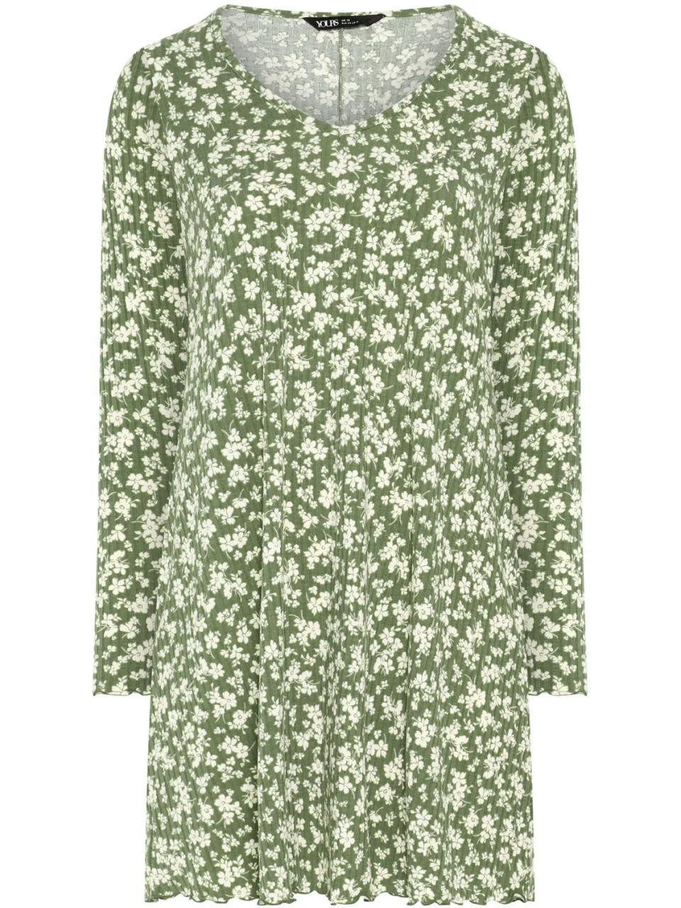 Yours Kakigroene Geribbelde Top Met Bloemenprint, foto 3