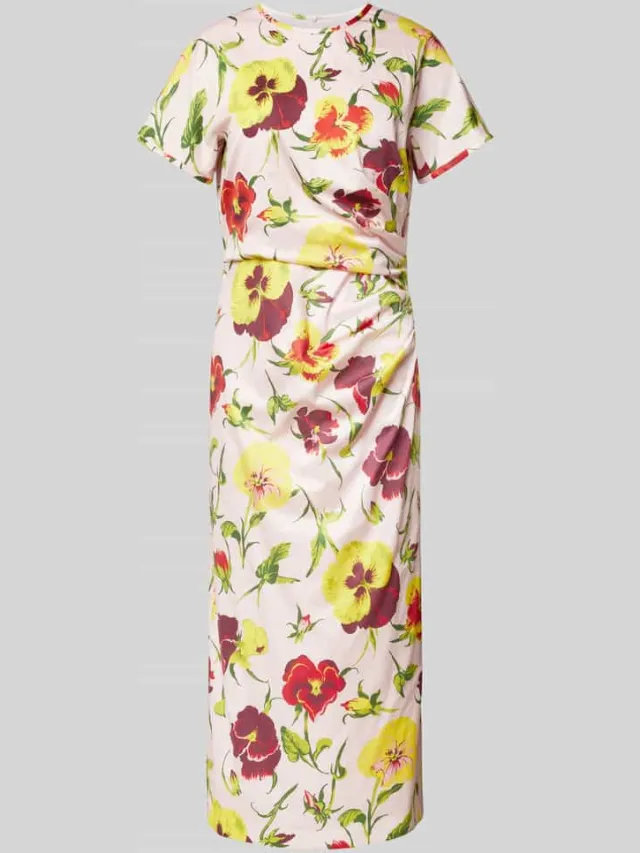 Max Mara Midi-jurk met bloemenmotief, model 'KIM' Roze