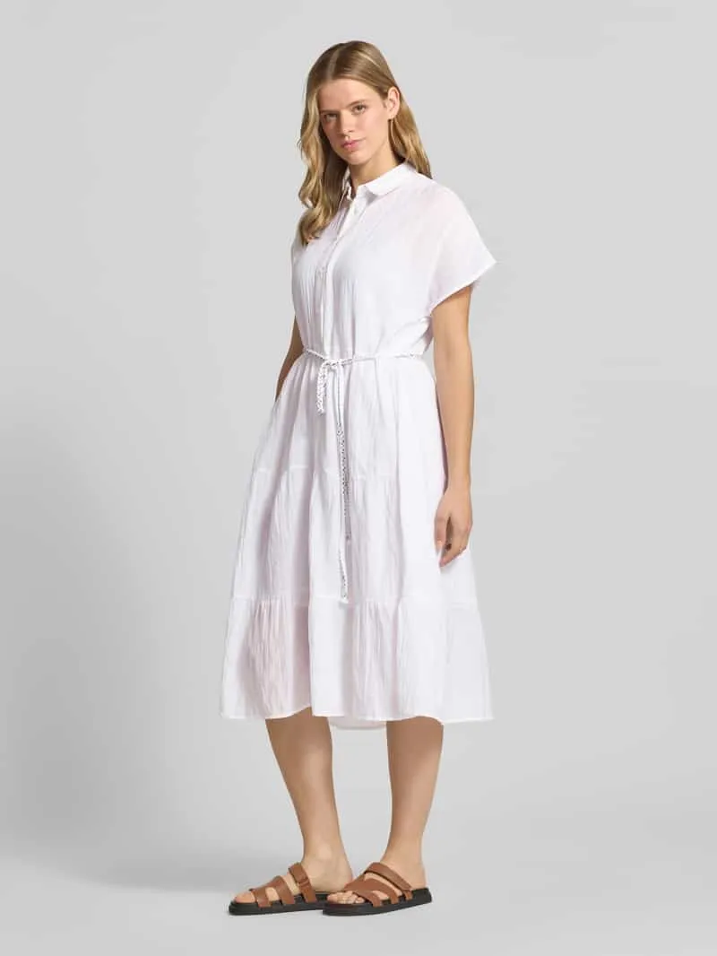 Pepe Jeans Getailleerde blousejurk van puur katoen model 'FANCY DRESS' wit, foto 4