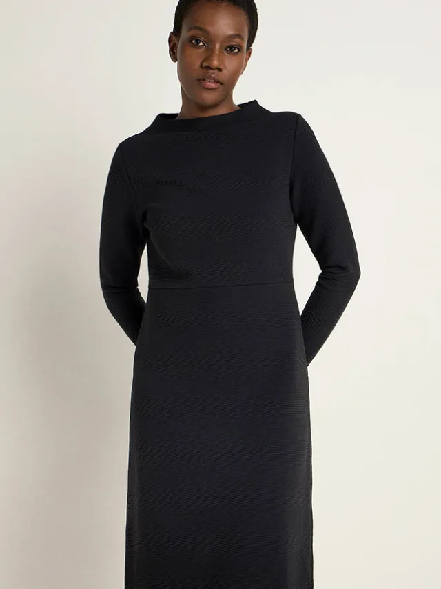 LANIUS dames vegan Jurk Lanius Ribstructuur Zwart