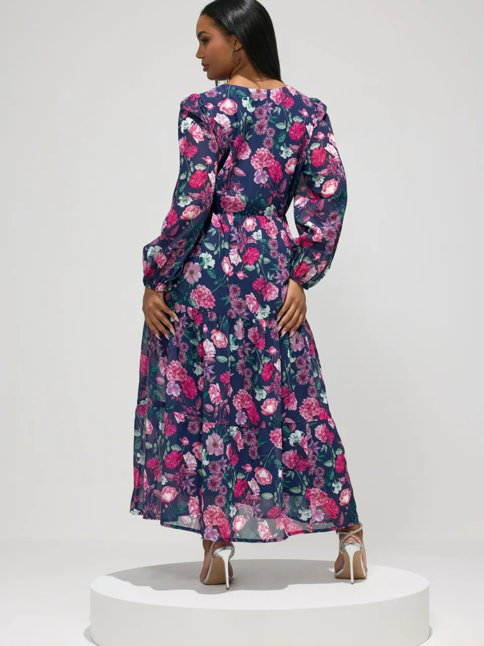 Yours London Marineblauwe Jurk Met Bloemenprint, foto 3