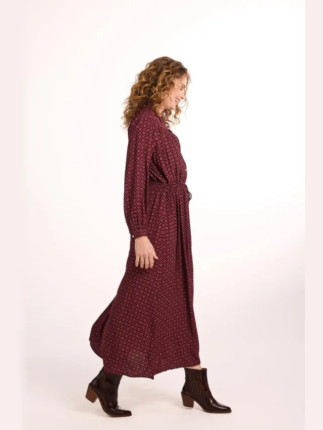 Didi Dames Dress Chosen Burgundy Dusk print