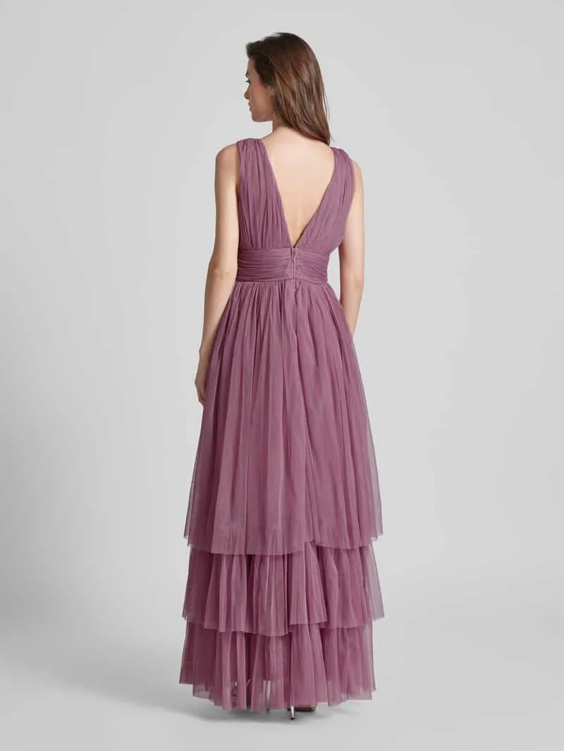 Lace & Beads Avondjurk in laagjeslook rosé, foto 3