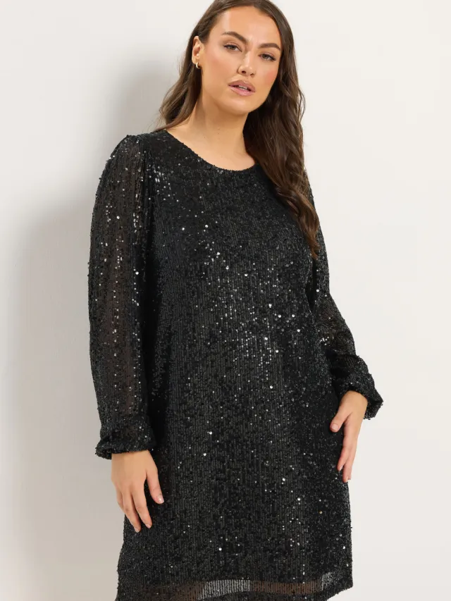 Yours Plus Size Black Sequin Embellished Dress, foto 4