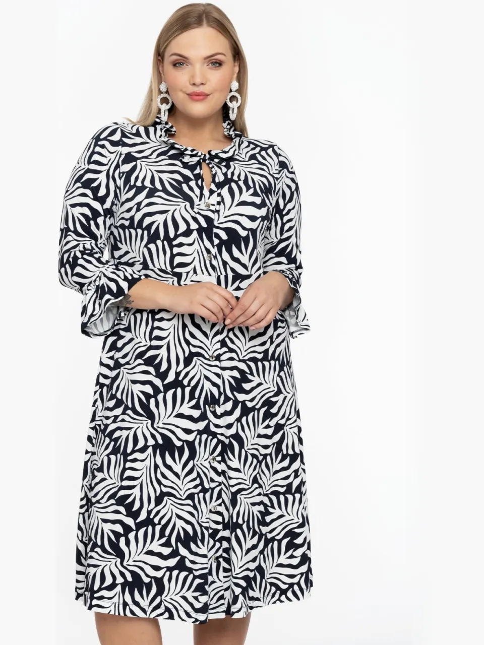 Yoek Jurk met ruches SEA LEAF | Zwart, foto 3