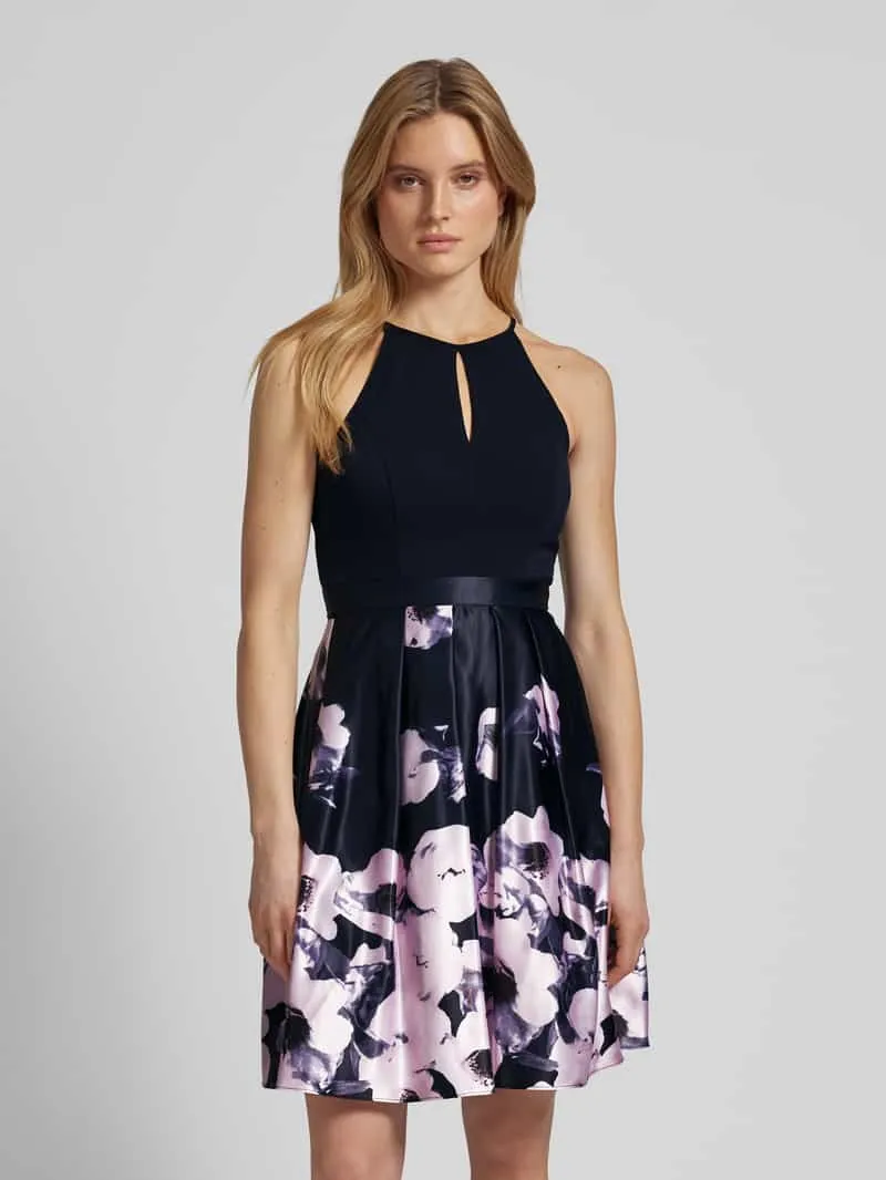 VM by Vera Mont cocktailjurk met bloemenmotief Marineblauw