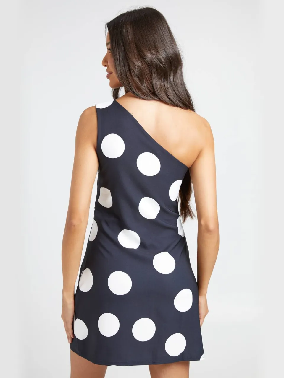boohoo Dames Polkadot Mini-jurk Met Éen Schouder zwart, foto 2