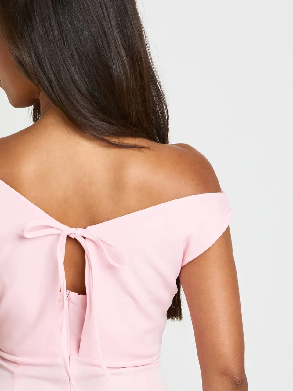 boohoo Dames Getailleerde Asymmetrische Draperie Hals Skater Jurk baby roze, foto 4