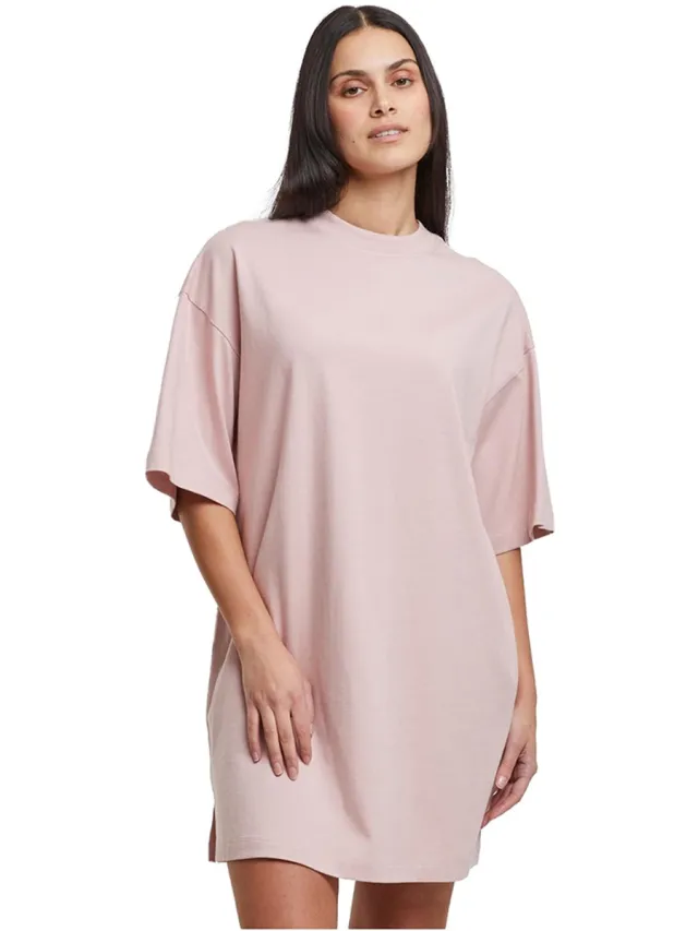 Urban Classics Organic Heavy Oversized Tee Korte jurk - S - Roze