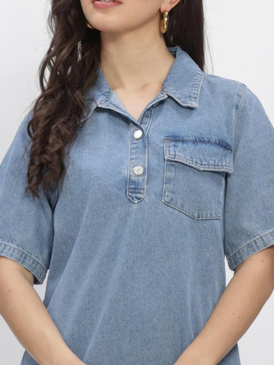 Edited Dames Jurken Asta Denim Dress - Lichtblauw, foto 4