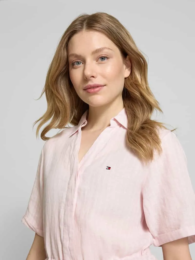 Tommy Hilfiger Uitlopende overhemdjurk van puur linnen roze, foto 5