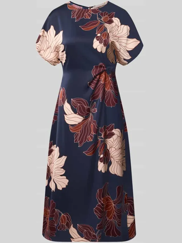 Christian Berg Woman Selection Midi-jurk van satijn marineblauw, foto 2